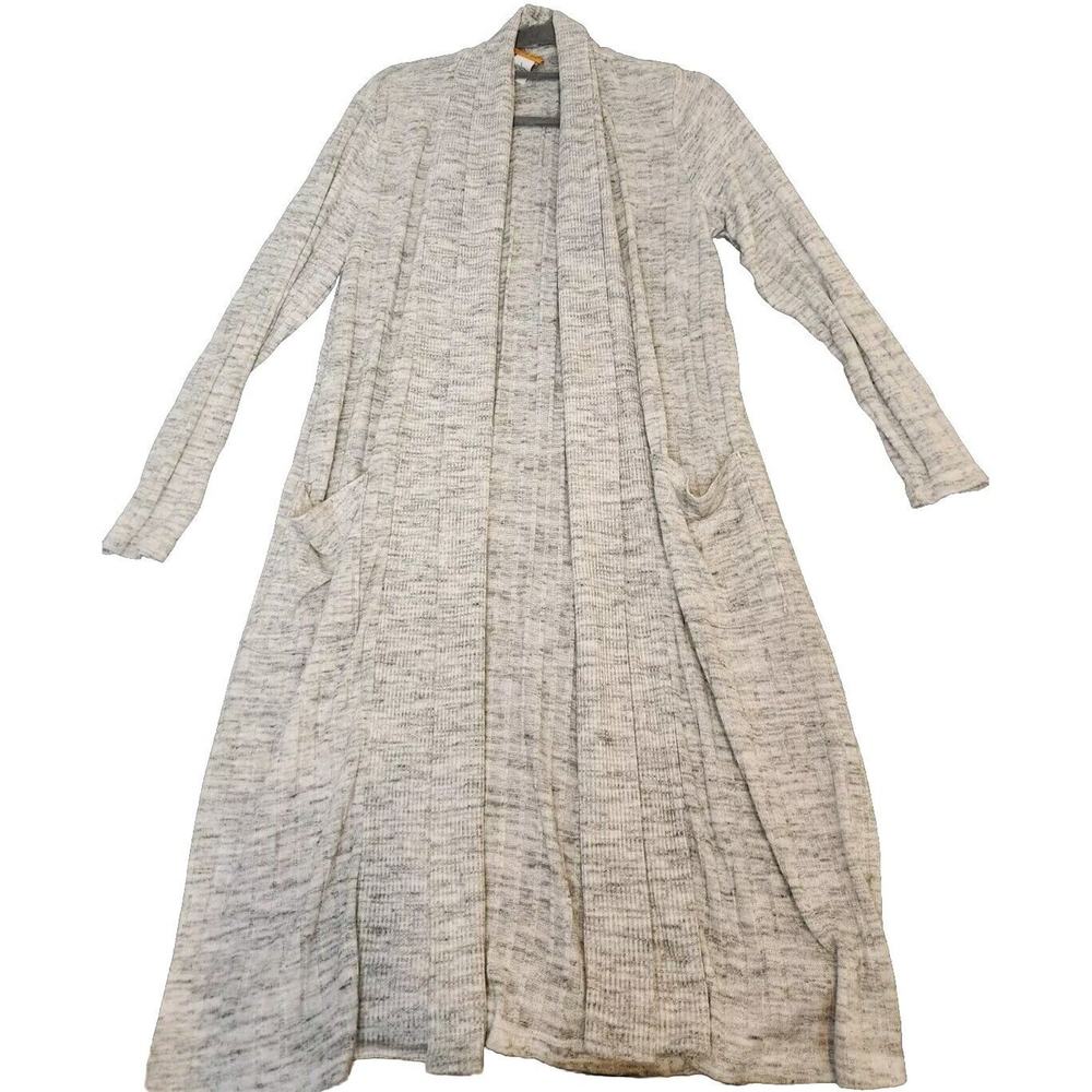 Ruby Rd. Women's Size L Heathered Gray Open Cardigan Sweater Soft Long Sleeve